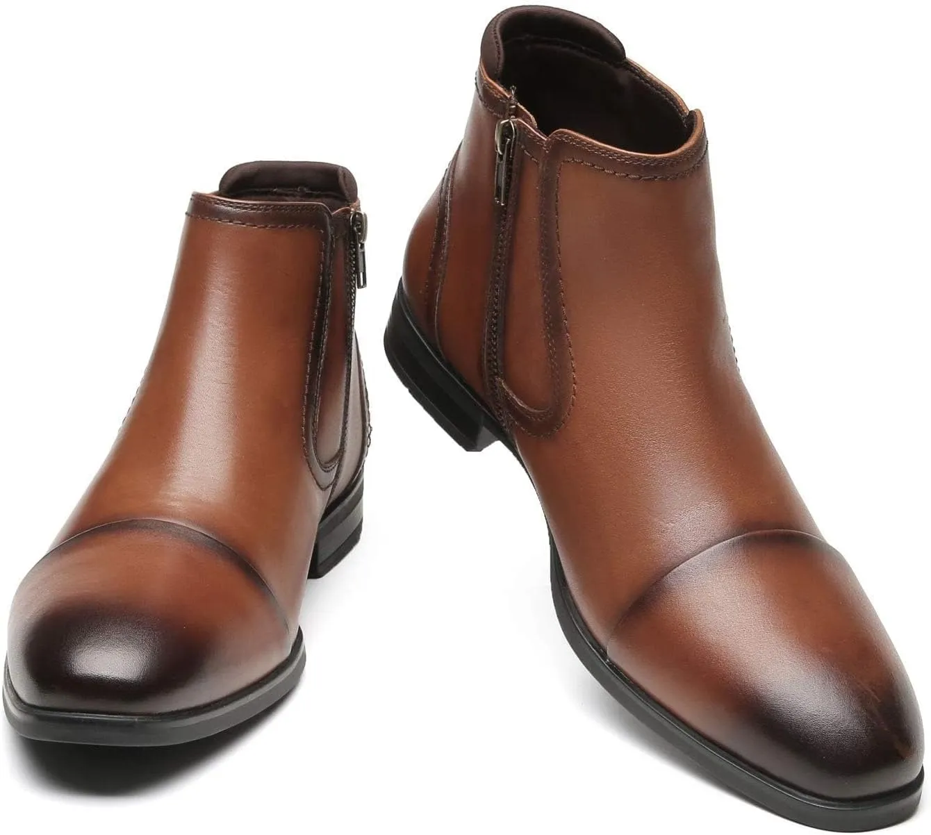 Chelsea Boots Men Dress Boots with Zipper Casual Men's Leather Chelsea Ankle Boots