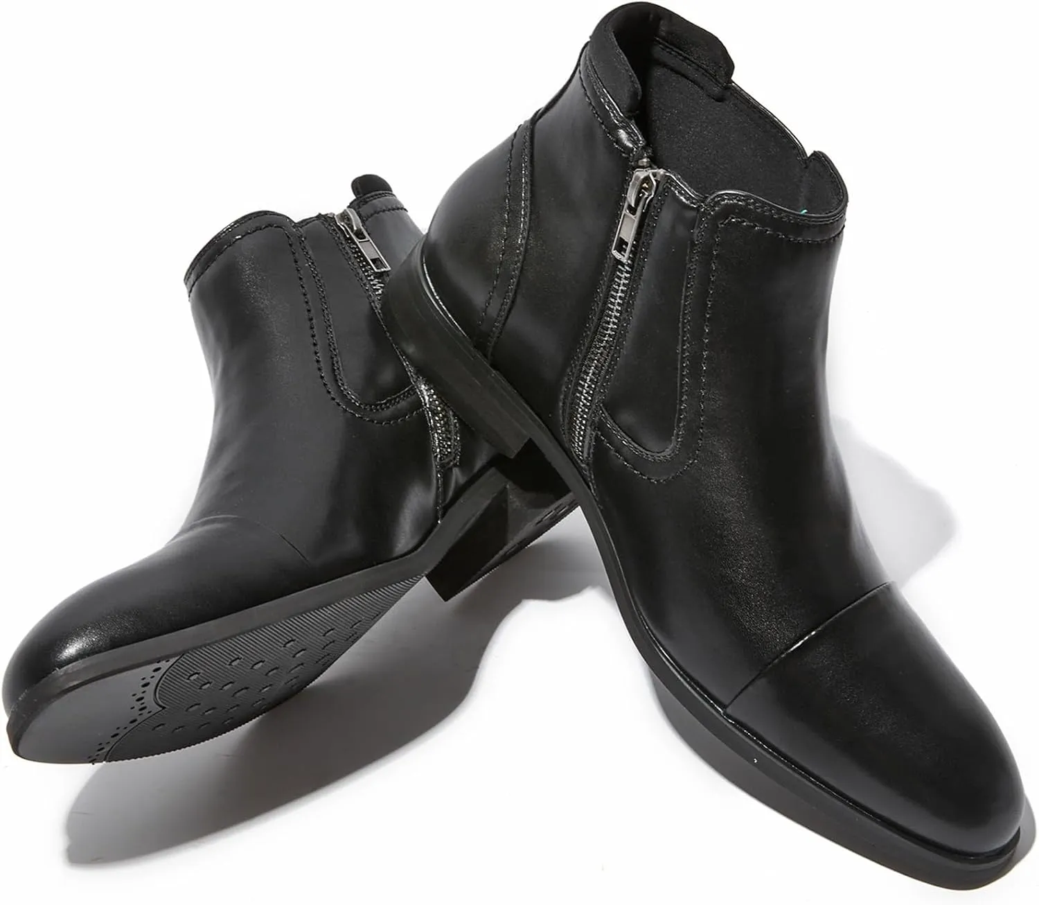 Chelsea Boots Men Dress Boots with Zipper Casual Men's Leather Chelsea Ankle Boots