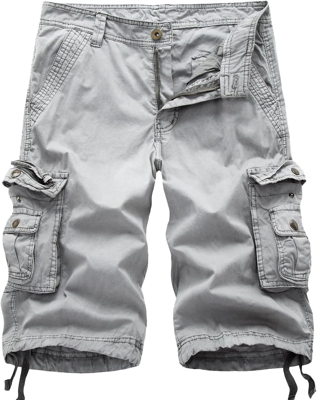 chouyatou Men's Active Normal Waist Loose Multi-Pocket Versatile Twill Cargo Shorts
