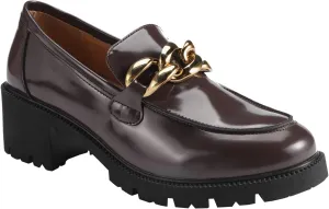 Chunky Loafers Women Platform Loafers for Women Comfort Slip-on Loafers with Chain Faux Leather