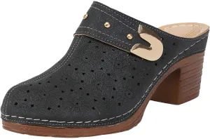 Clogs for Women Mules Shoes Hollow Closed Toe Chunky Heels Mules Summer Slip On Orthopedic Sandals Casual Breathable Backless Sandals Classic Work Shoes Vacation Travel Sandal