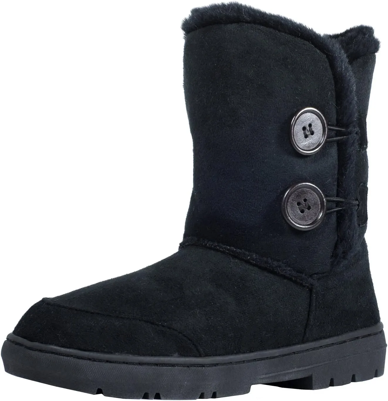 CLPP'LI Womens Twin Button Fully Fur Lined Waterproof Winter Snow Boots