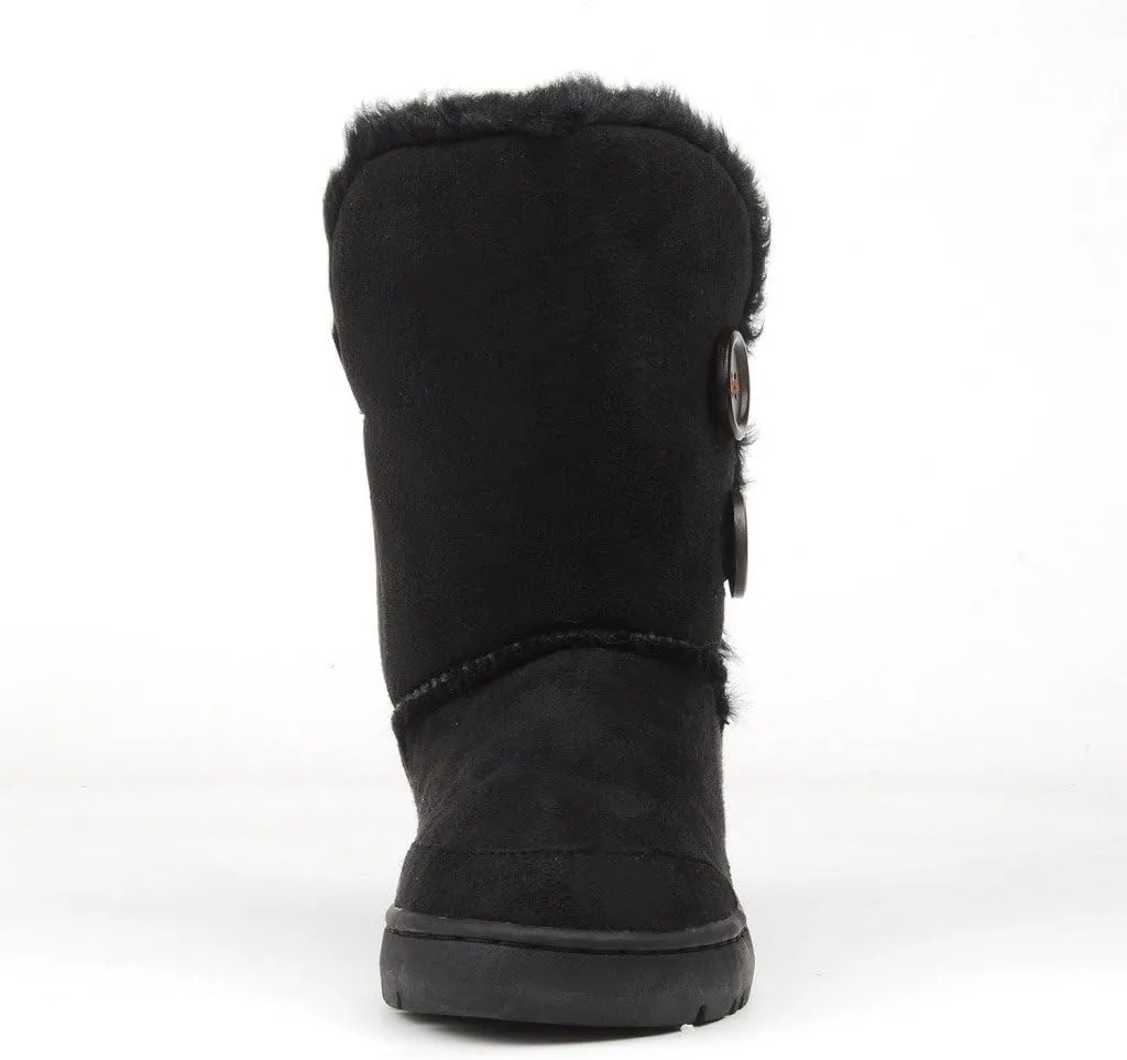 CLPP'LI Womens Twin Button Fully Fur Lined Waterproof Winter Snow Boots