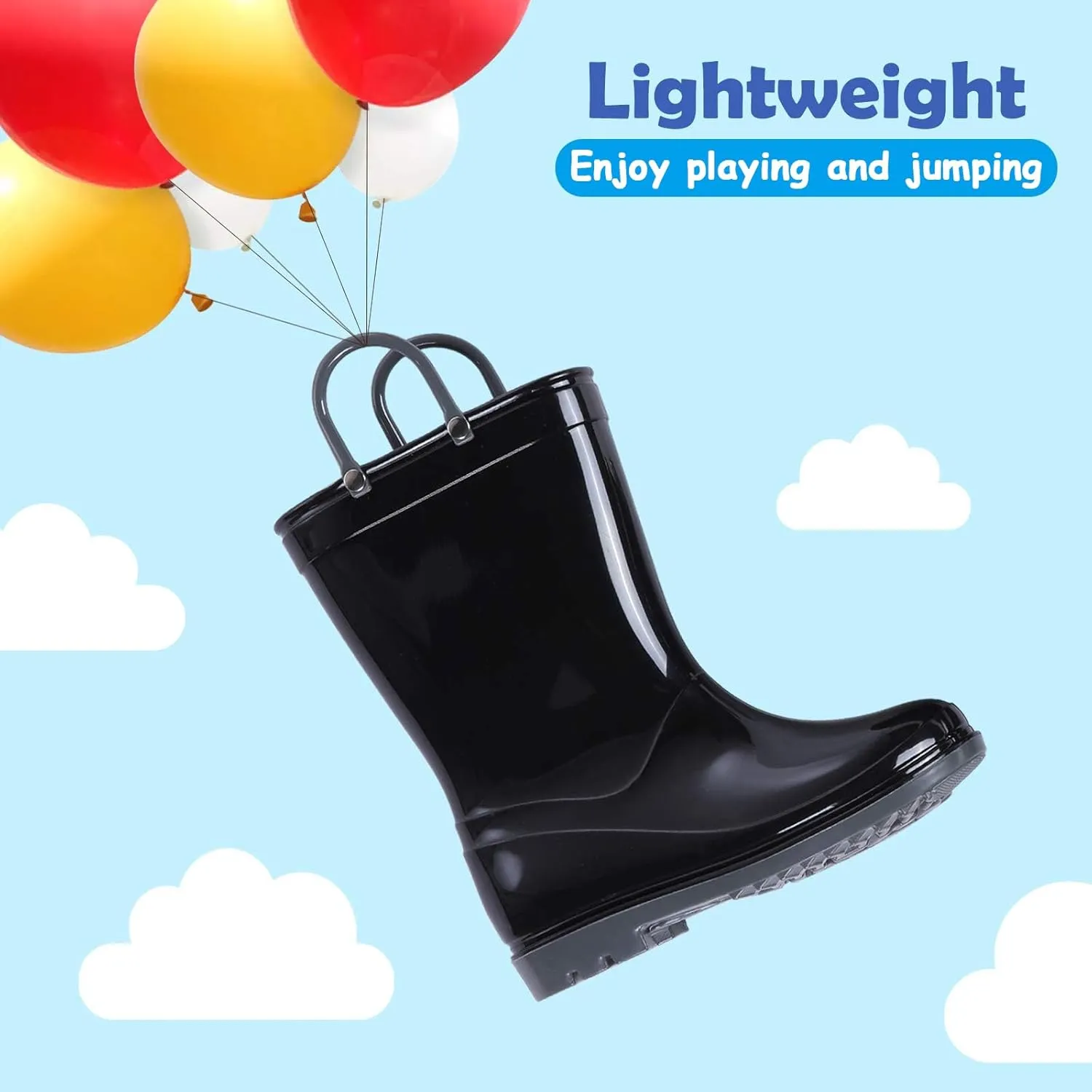 Colorxy Kids Rain Boots for Boys Girls Waterproof Toddler Rain Boots with Easy-On Handles