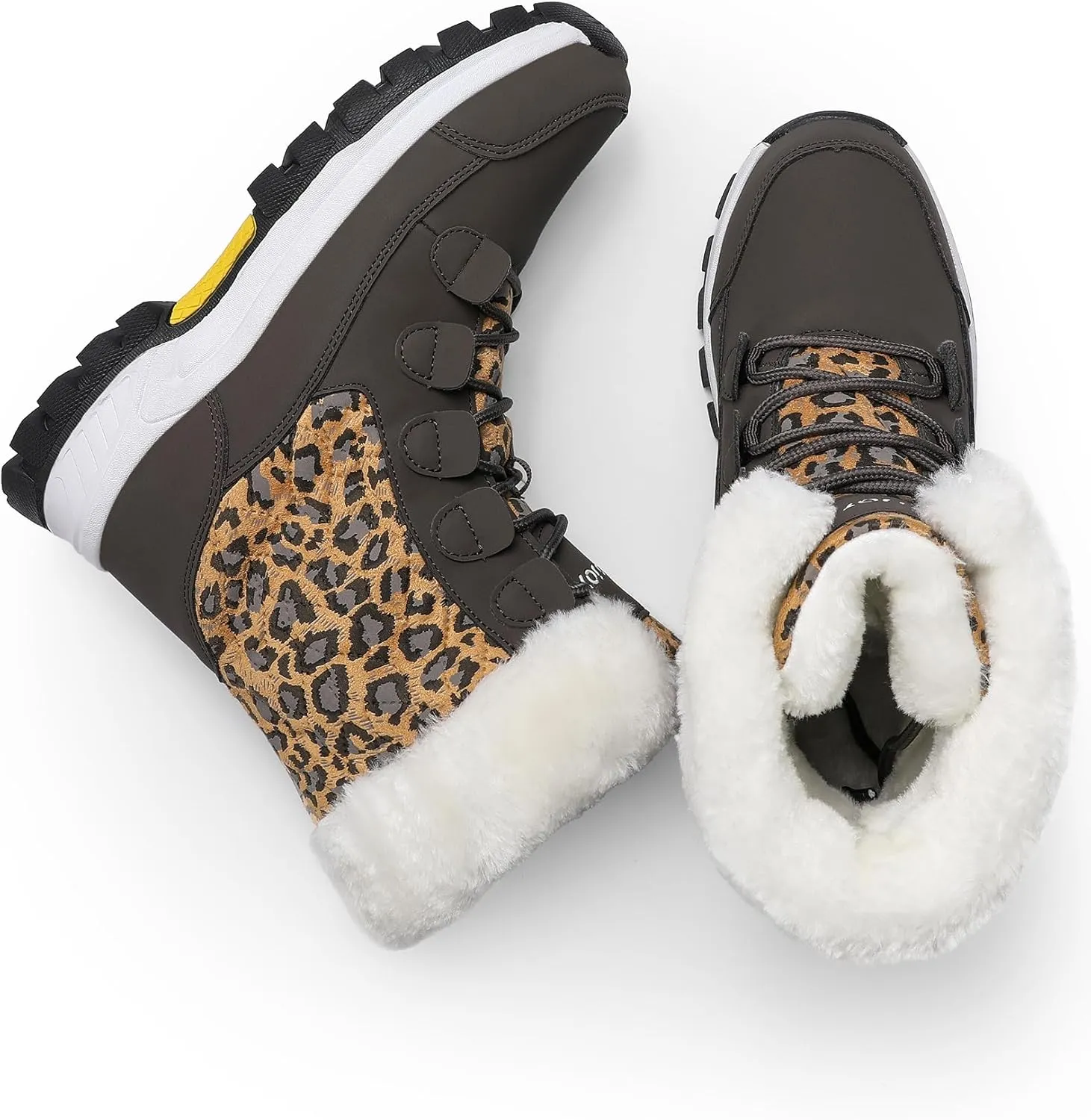 COOJOY Womens Winter Snow Boots Waterproof Shoes Walking Comfortable Hiking Tennis Booties Furry Mid Calf Warm Lightweight