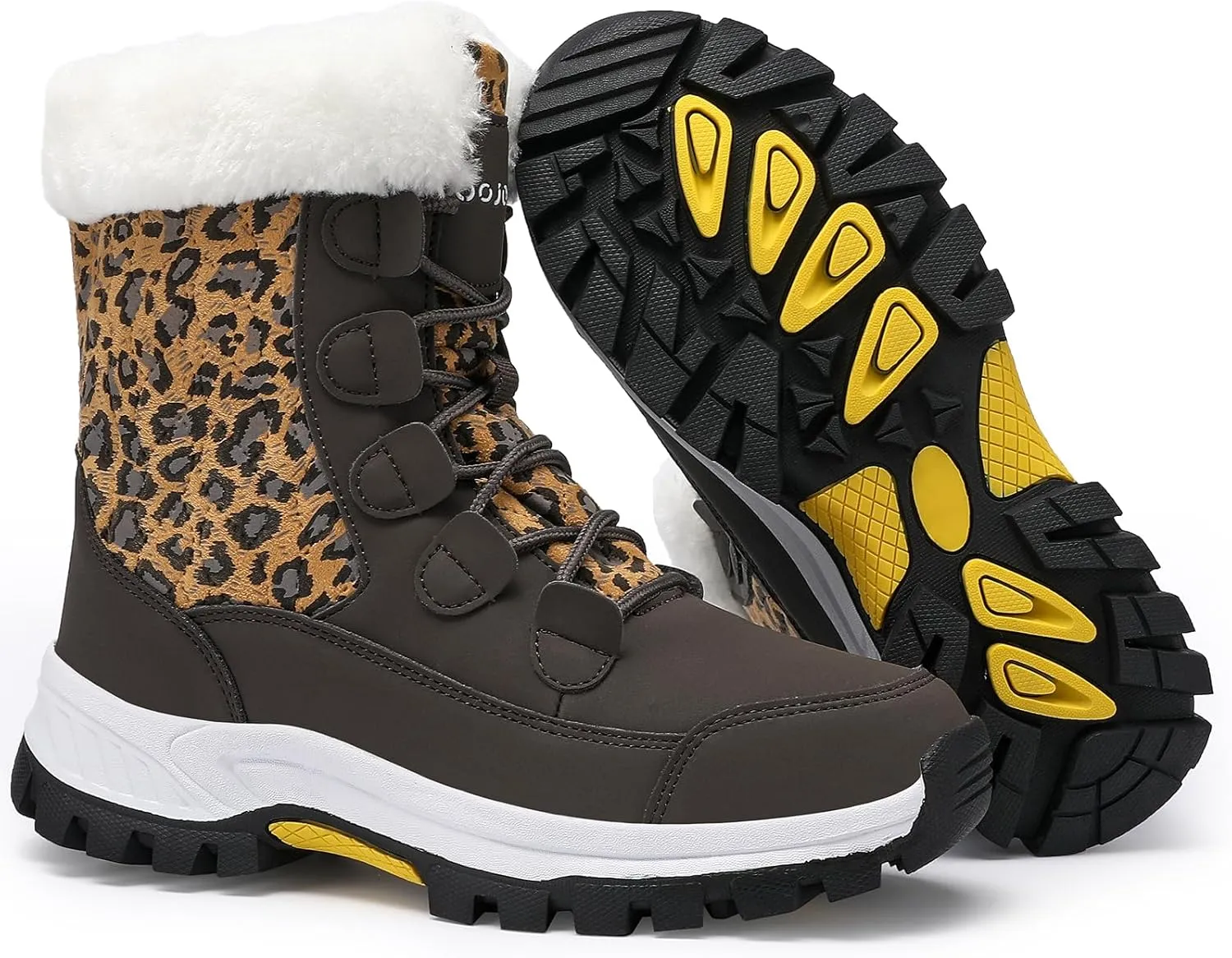 COOJOY Womens Winter Snow Boots Waterproof Shoes Walking Comfortable Hiking Tennis Booties Furry Mid Calf Warm Lightweight