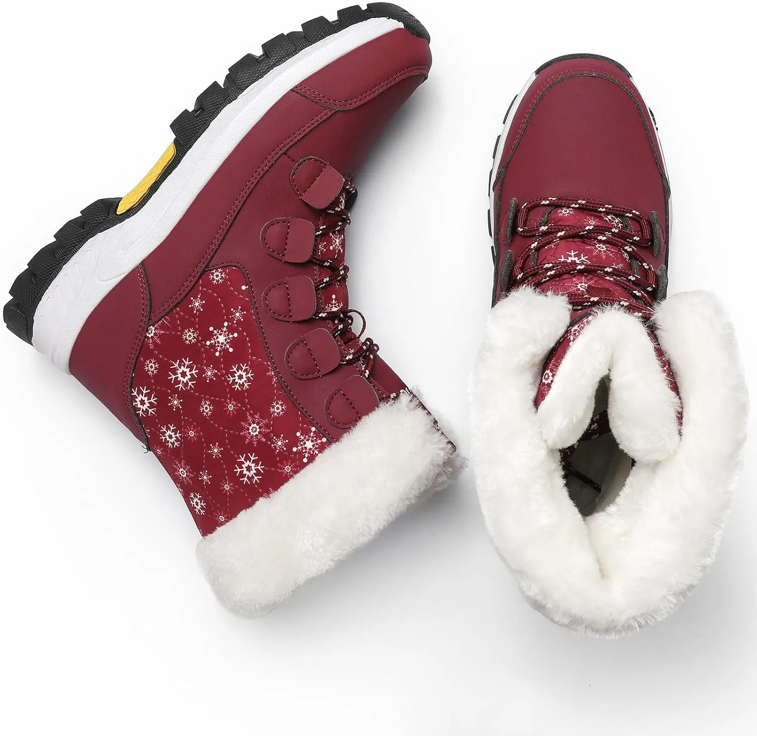 COOJOY Womens Winter Snow Boots Waterproof Shoes Walking Comfortable Hiking Tennis Booties Furry Mid Calf Warm Lightweight