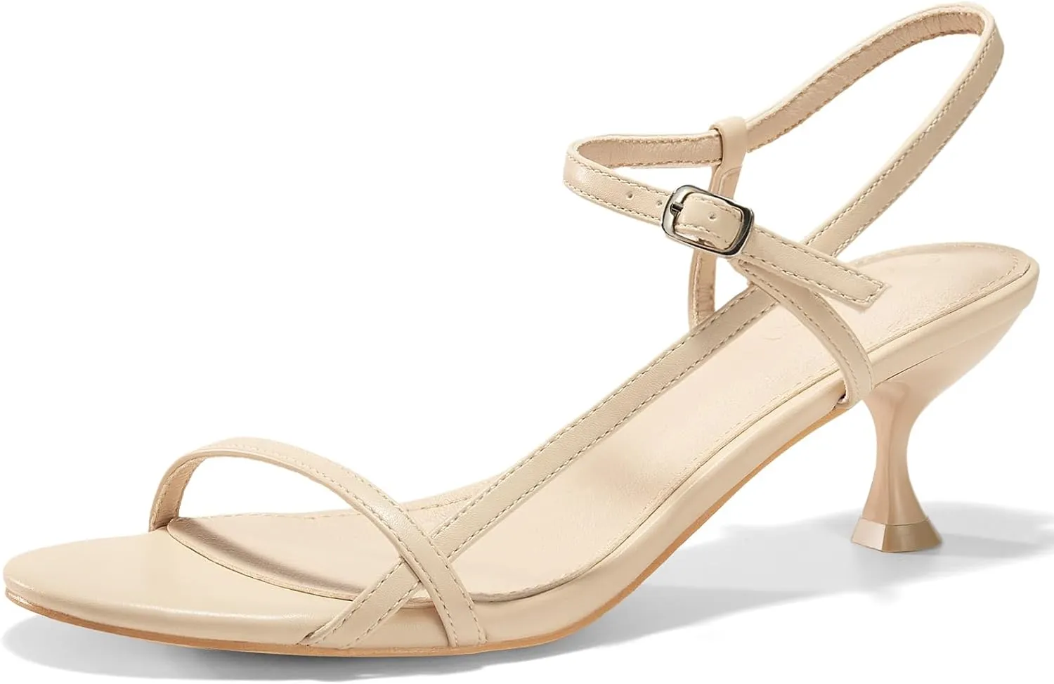 Coutgo Womens Strappy Heeled Sandals Kitten Low Heel Open Toe Ankle Strap Party Wedding Dress Shoes