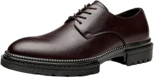 CSCDD Men's Casual Business Soft Sole Formal British Thick Sole Round Strap Design Suitable for Daily Travel Breathable Versatile Comfortable and Wear-Resistant