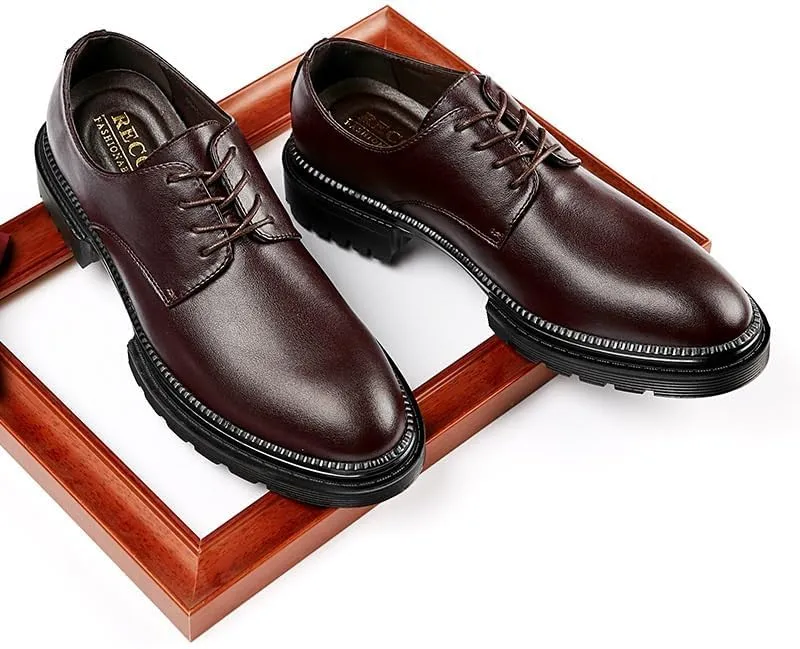 CSCDD Men's Casual Business Soft Sole Formal British Thick Sole Round Strap Design Suitable for Daily Travel Breathable Versatile Comfortable and Wear-Resistant