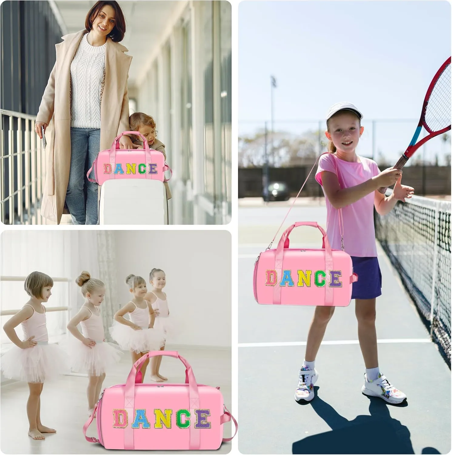 Dance Bag Girls, Cute Duffle bag for Girls, Gymnastics Sports Bag for Kids with Shoe Compartments