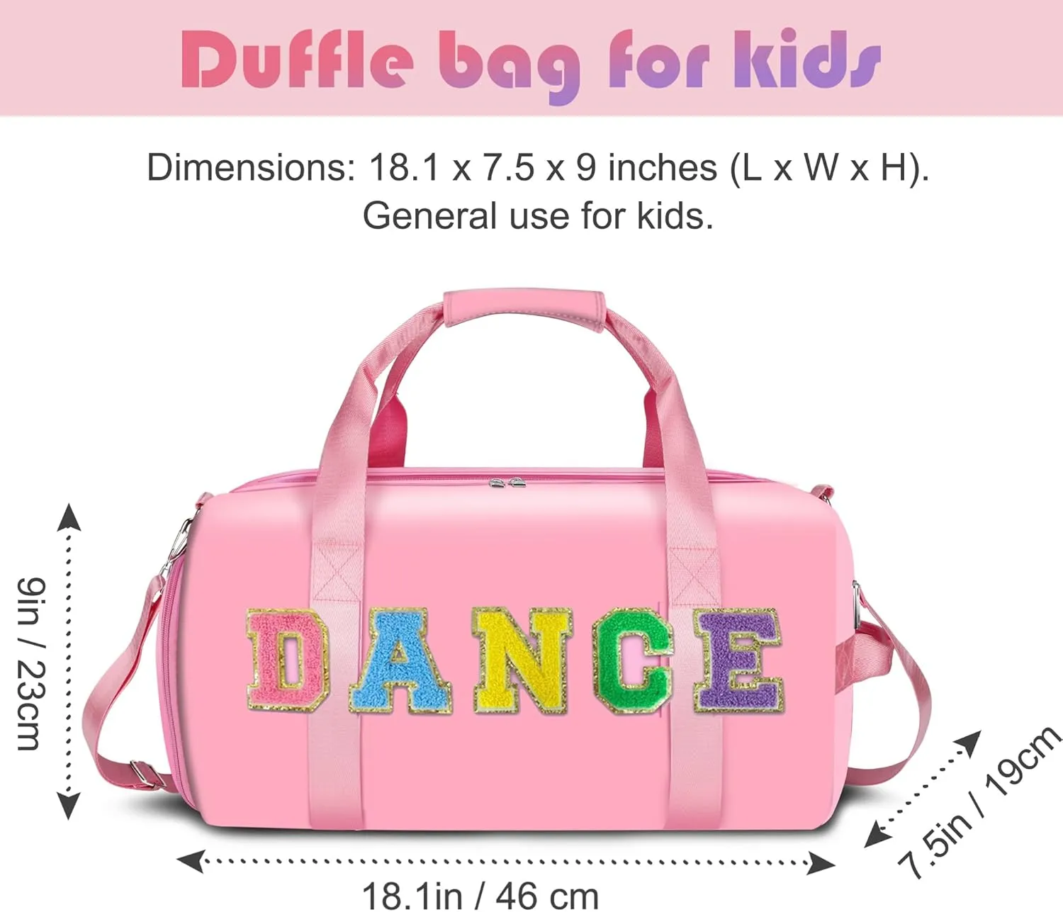 Dance Bag Girls, Cute Duffle bag for Girls, Gymnastics Sports Bag for Kids with Shoe Compartments