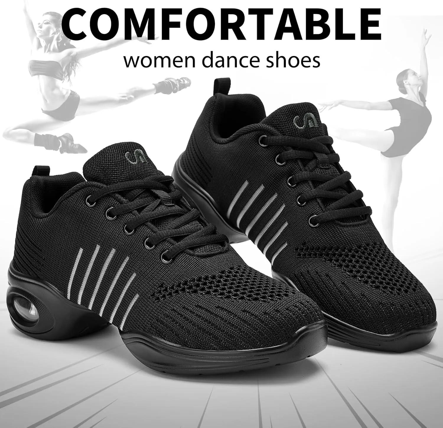 Dance Shoes for Women Jazz Shoes Women Dance Sneakers Breathable Air Cushion Split Sole Athletic Walking Dance Shoes Platform Shoe