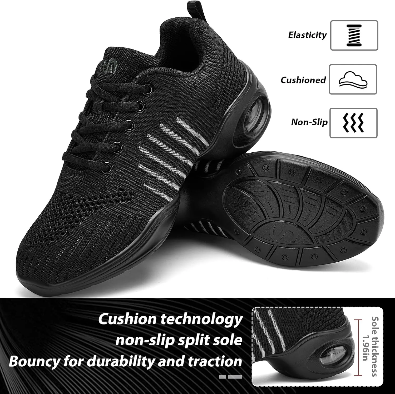 Dance Shoes for Women Jazz Shoes Women Dance Sneakers Breathable Air Cushion Split Sole Athletic Walking Dance Shoes Platform Shoe