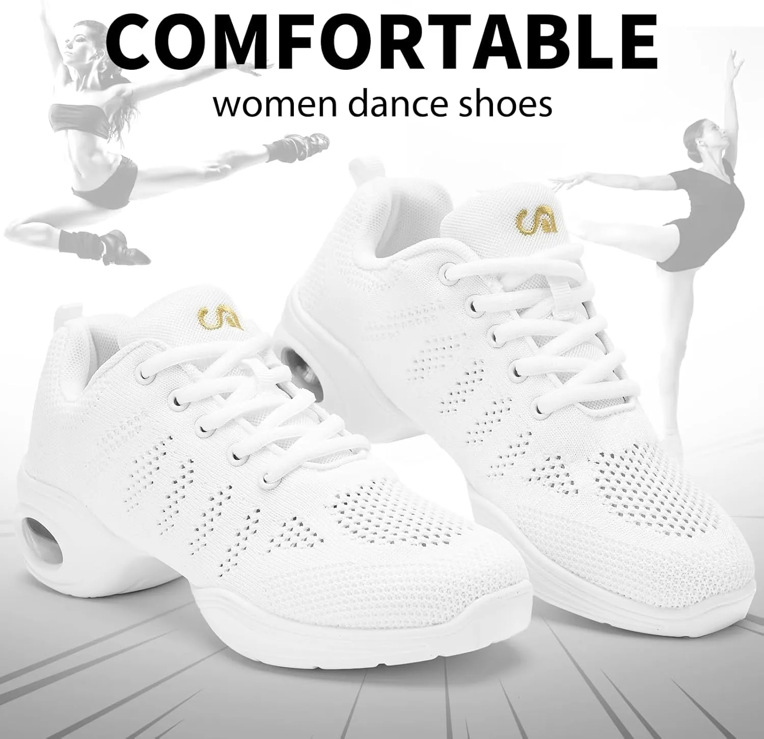 Dance Shoes for Women Jazz Shoes Women Dance Sneakers Breathable Air Cushion Split Sole Athletic Walking Dance Shoes Platform Shoe