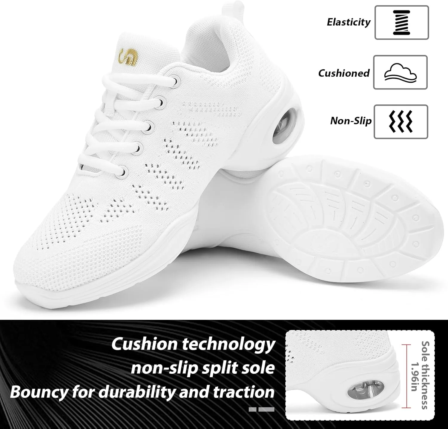 Dance Shoes for Women Jazz Shoes Women Dance Sneakers Breathable Air Cushion Split Sole Athletic Walking Dance Shoes Platform Shoe