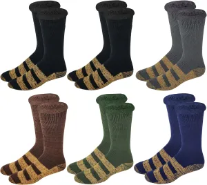 Different Touch 6 pairs Packs Thermal Lodge Socks for Men and Women, Heated Winter Non-Skid Boot Socks, Insulated for Cold