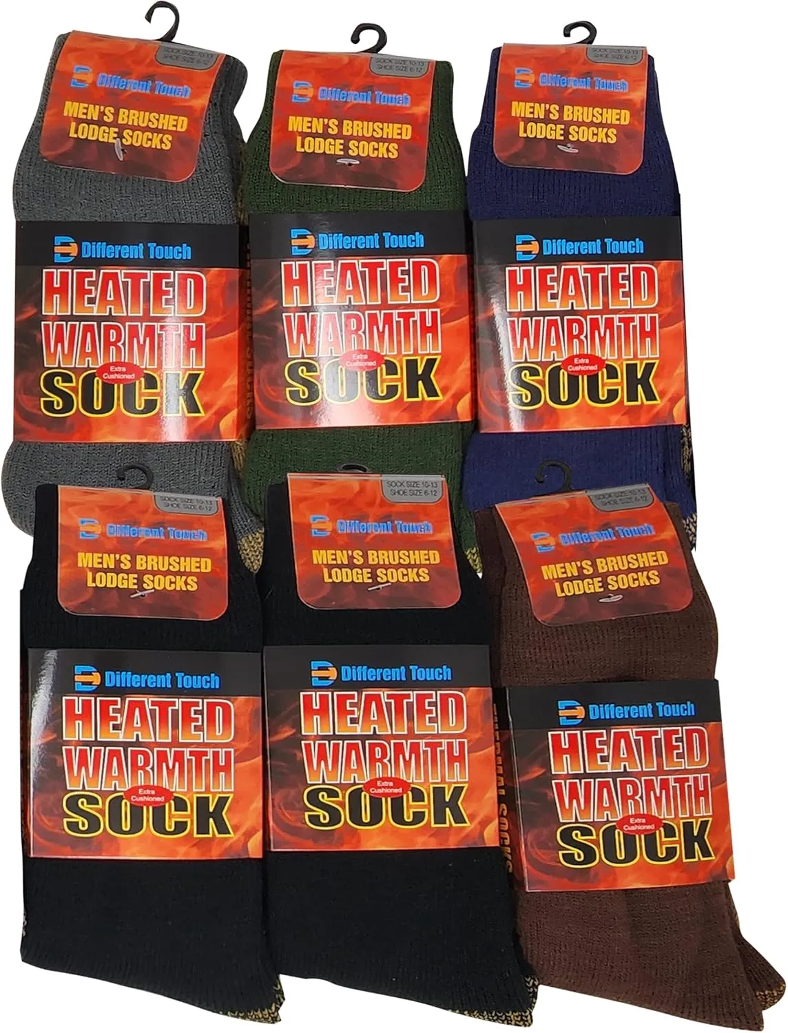 Different Touch 6 pairs Packs Thermal Lodge Socks for Men and Women, Heated Winter Non-Skid Boot Socks, Insulated for Cold
