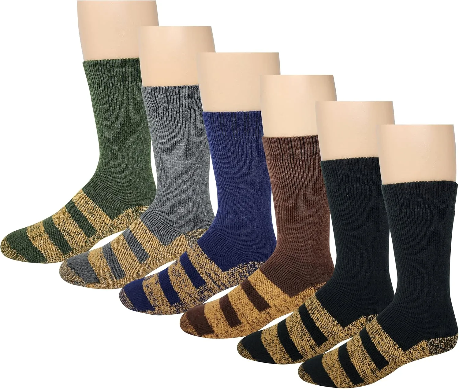 Different Touch 6 pairs Packs Thermal Lodge Socks for Men and Women, Heated Winter Non-Skid Boot Socks, Insulated for Cold