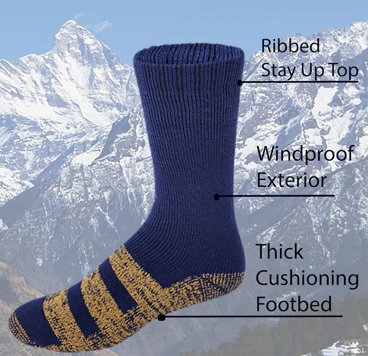 Different Touch 6 pairs Packs Thermal Lodge Socks for Men and Women, Heated Winter Non-Skid Boot Socks, Insulated for Cold