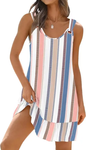 Disamer Womens Sundresses 2025 Vacation Beach Dresses Swimsuit Cover Ups Sleeveless Button Down Spring Sun Summer Dress