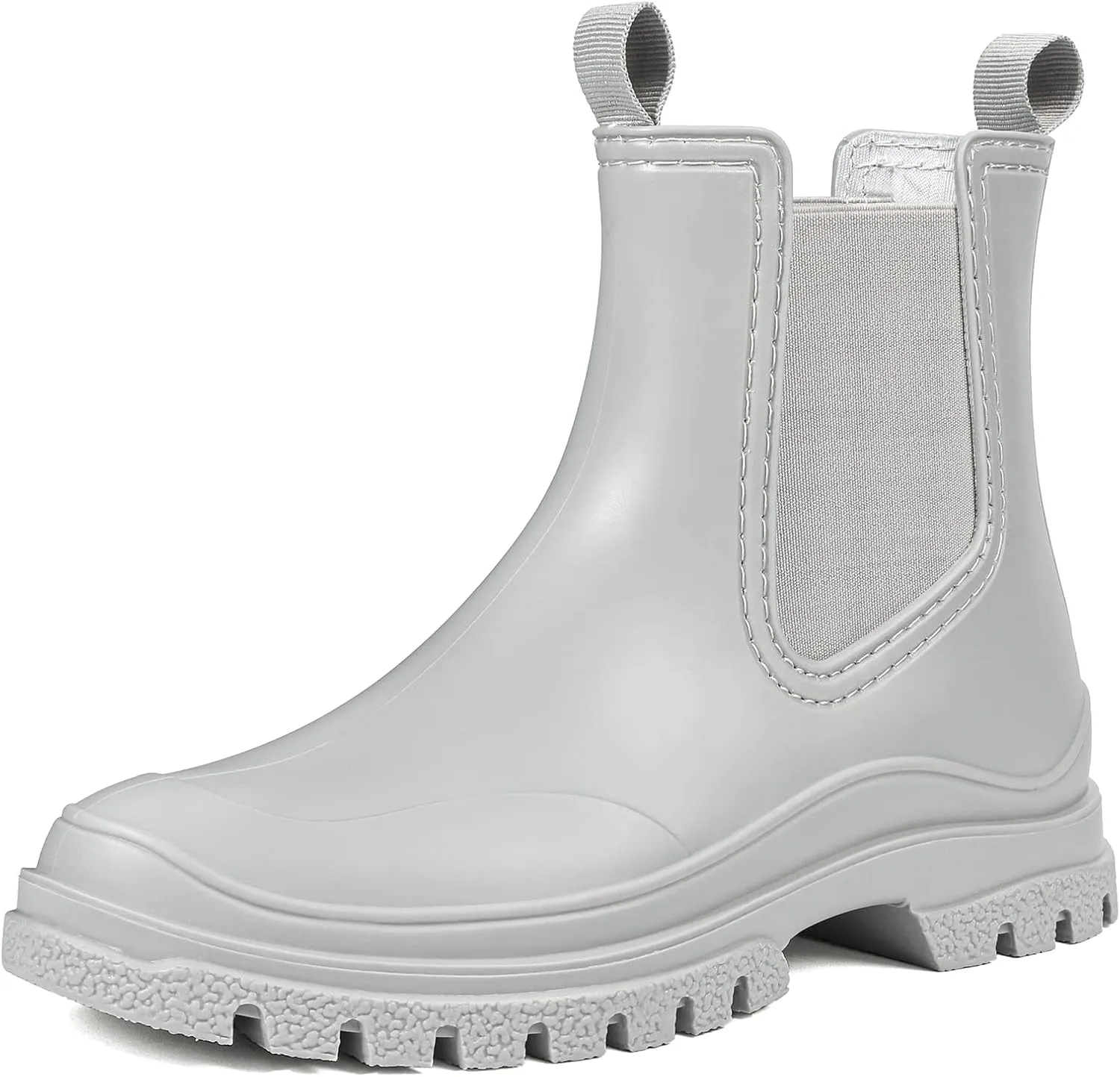 DKSUKO Women's Short Rain Boots Rubber Waterproof Garden Boots Elastic Slip On Ankle Chelsea Boot Fashion Insulated Rain Shoe for Outdoor Work Thick Sole
