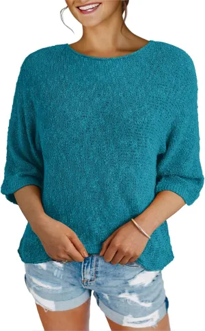 Dokotoo Womens 2025 Spring Casual Color Block Striped Lightweight Comfy Cable Knit Trendy Boho Clothes Pullover Sweaters