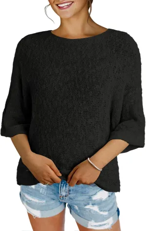 Dokotoo Womens 2025 Spring Casual Color Block Striped Lightweight Comfy Cable Knit Trendy Boho Clothes Pullover Sweaters