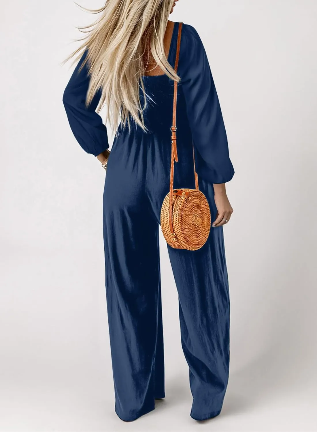 Dokotoo Women's Casual Loose Overalls Jumpsuits One Piece Long Sleeve Wide Leg Long Pant Rompers With Pockets