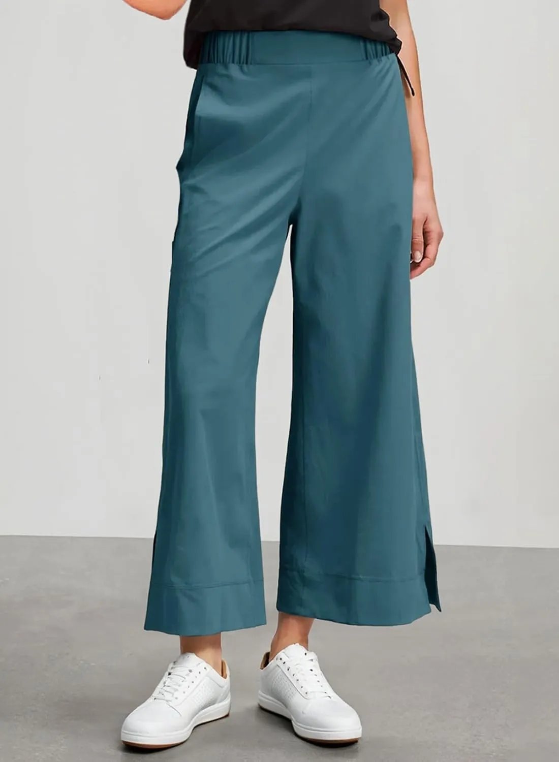Dokotoo Womens Wide Leg High Waisted Stretch Quick Dry Lightweight Womens Pants with Pockets Loose Casual Lounge Pants