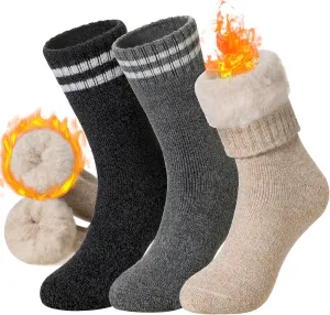 DoSmart Womens Warm Thermal Socks Winter Ski Extra Thick Insulated Heated Crew Boot Socks for Cold Weather 3 Pairs