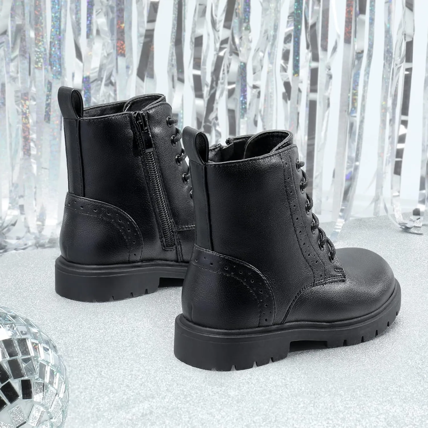 DREAM PAIRS Boys Girls Side Zipper Combat Ankle Boots(Toddler/Little Kid