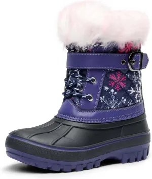 DREAM PAIRS Girls Boys Snow Boots Water-Resistant Outdoor Warm Cozy Anti-Slip Mid Calf Faux Fur Lining Winter Shoes for Little/Big Kids