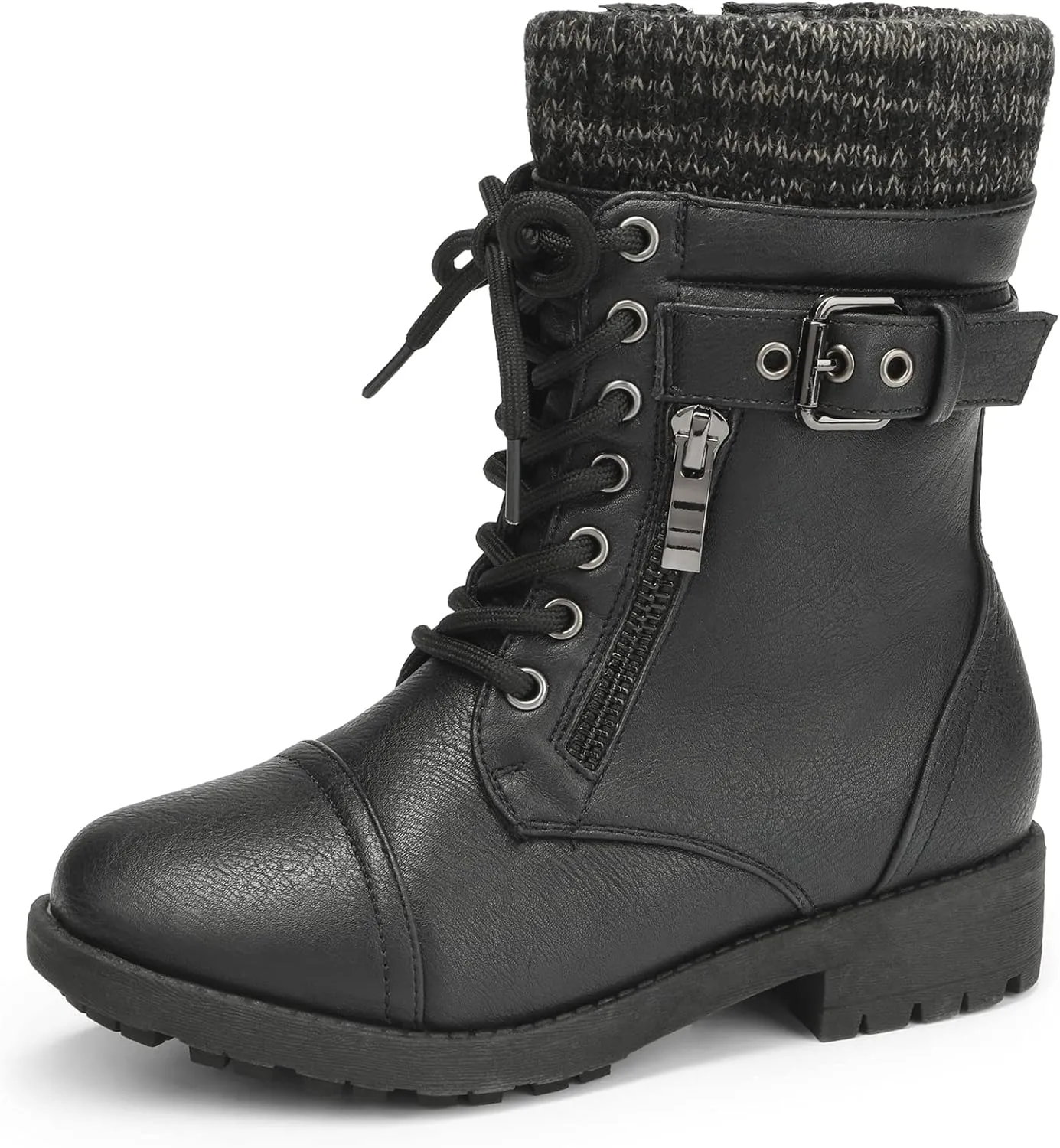 DREAM PAIRS Girl's Mid Calf Combat Ankle Lace up Boots
