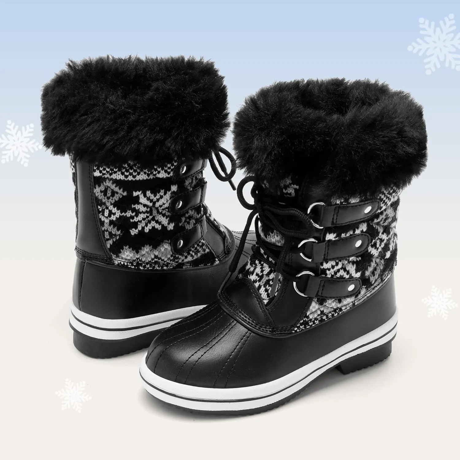 DREAM PAIRS Girls Mid-Calf Winter Snow Boots for Little Kids/Big Kids