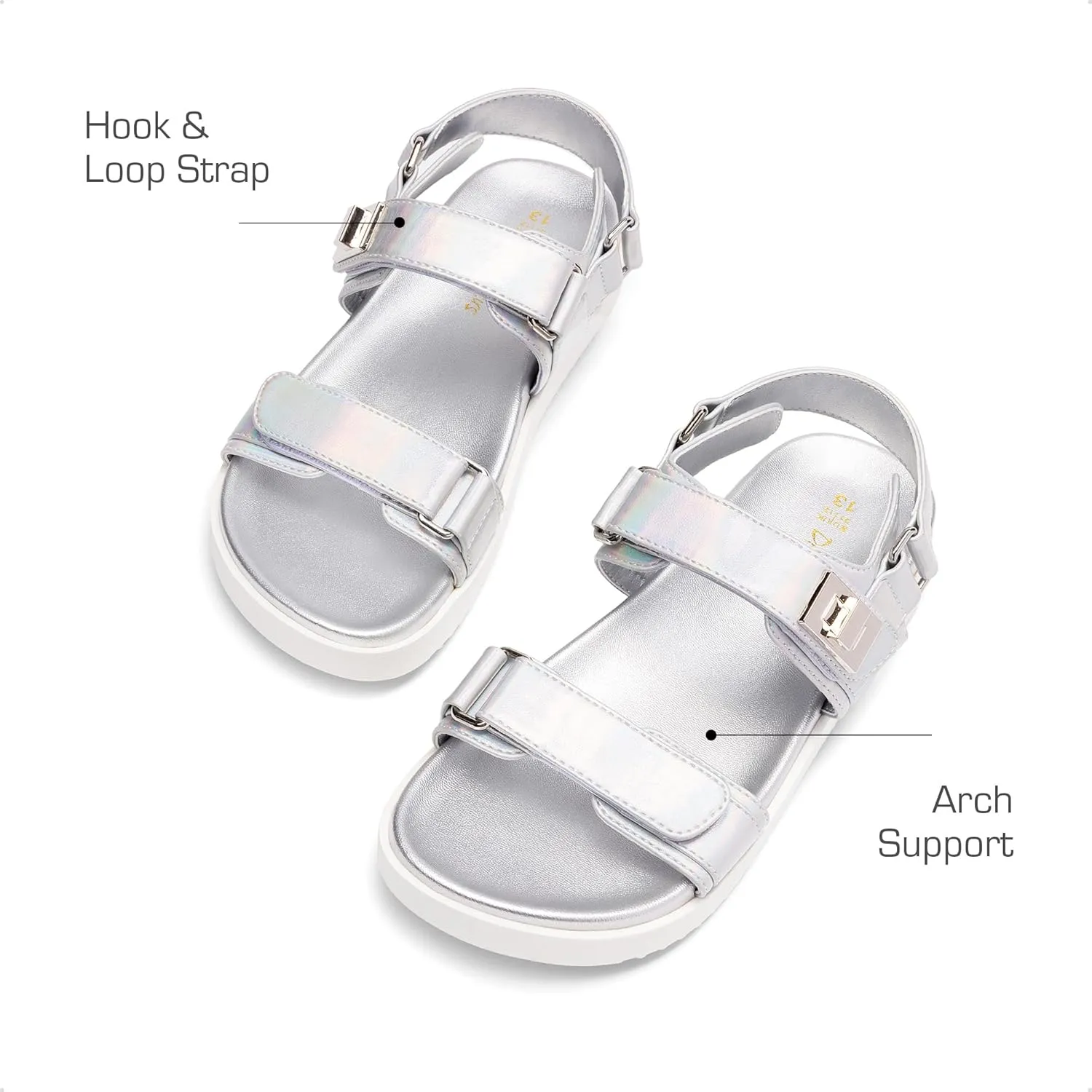 DREAM PAIRS Girls Sandals Casual Open Toe Two Adjustable Strapped Sandals with Hook and Loop for Little Kid/Big Kid
