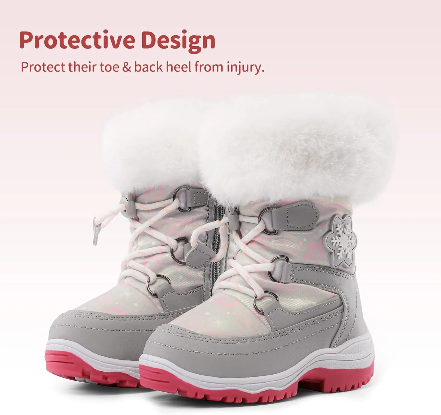 DREAM PAIRS Girls Toddler Snow Boots Slip Resistant Faux Fur Lined Mid Calf Little Kids Winter Shoes