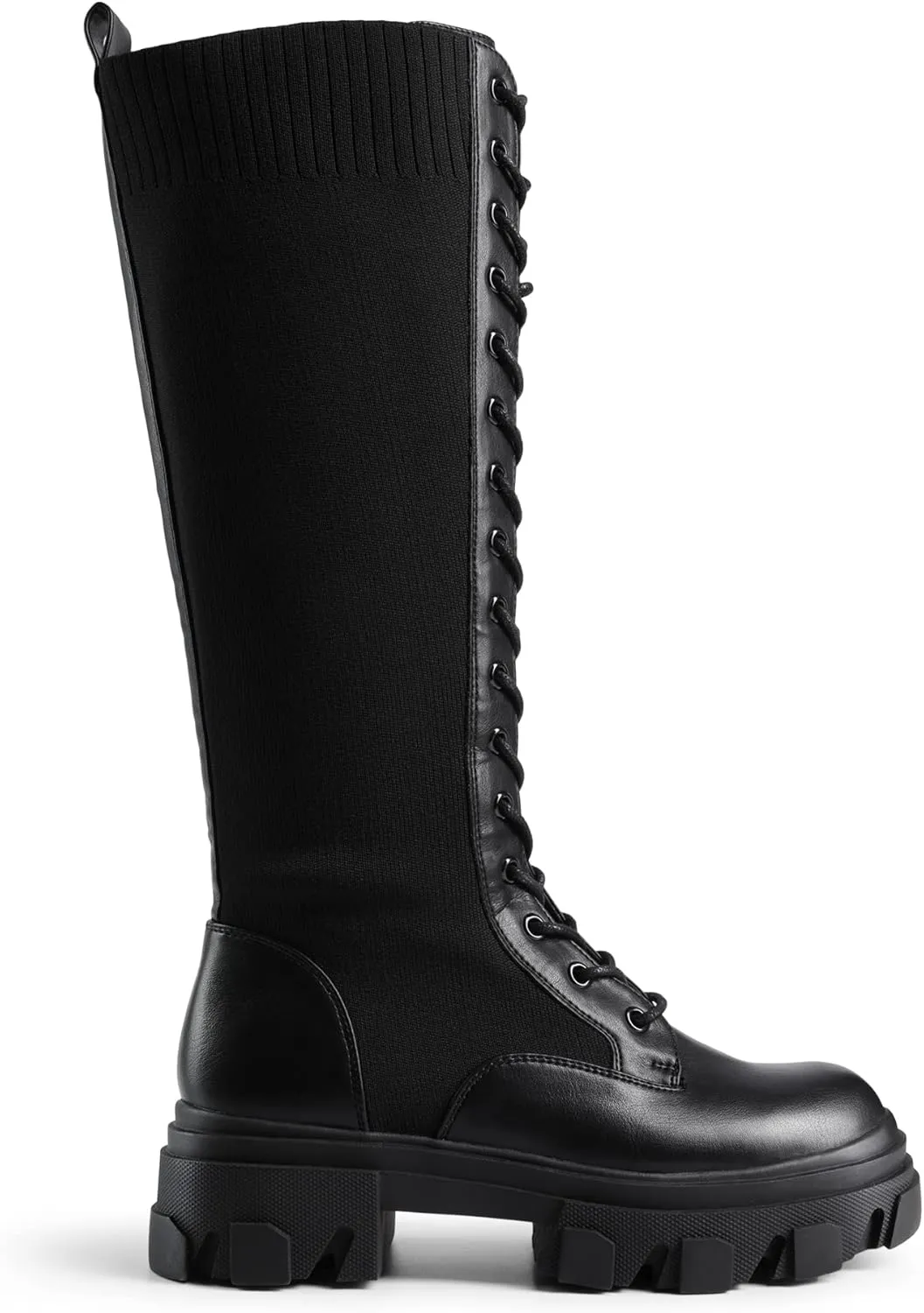 DREAM PAIRS Knee High Boots Women, Fashion Combat Boots Chunky Platform Lace Up Lug Sole Boots For Women