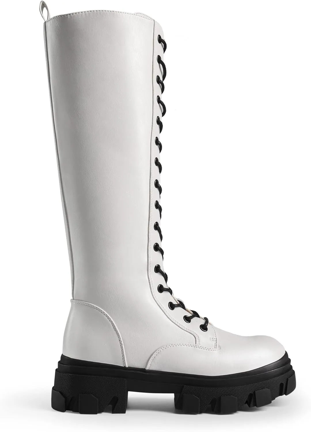 DREAM PAIRS Knee High Boots Women, Fashion Combat Boots Chunky Platform Lace Up Lug Sole Boots For Women