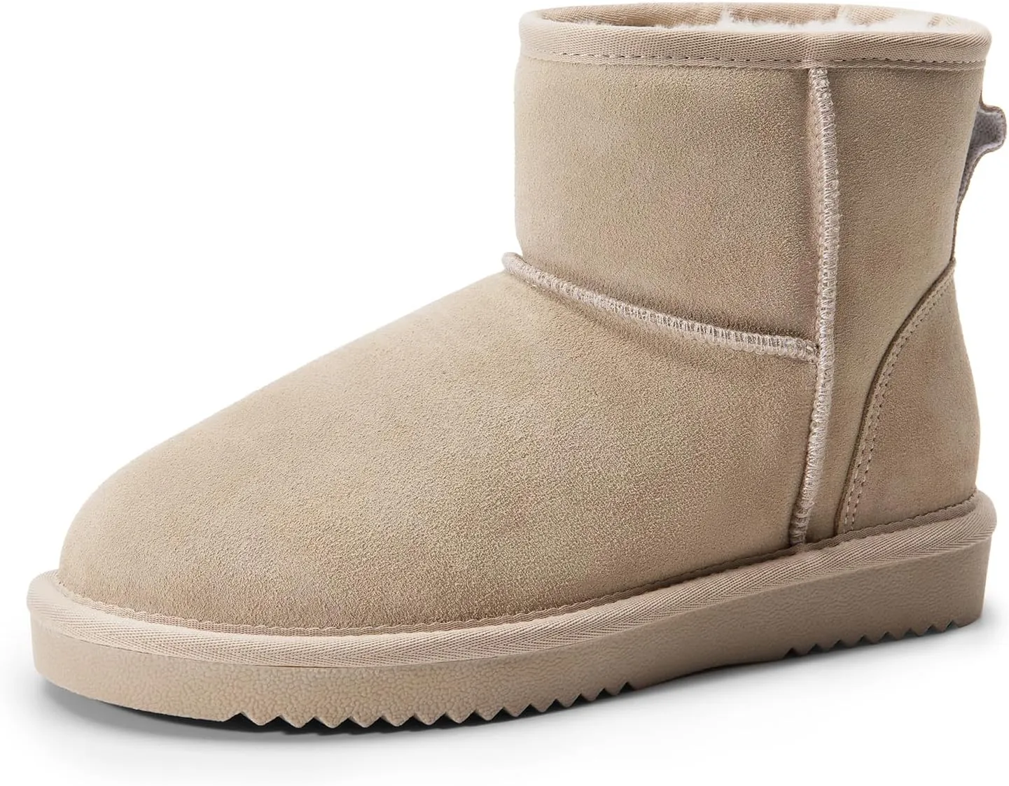 DREAM PAIRS Snow Boots for Women Genuine Suede Faux Fur Lining Water Resistant Anti-Slip Warm Winter Booties Slip On Memory Foam Comfort Ankle Boots FuzzyClassicⅡ Low Boots