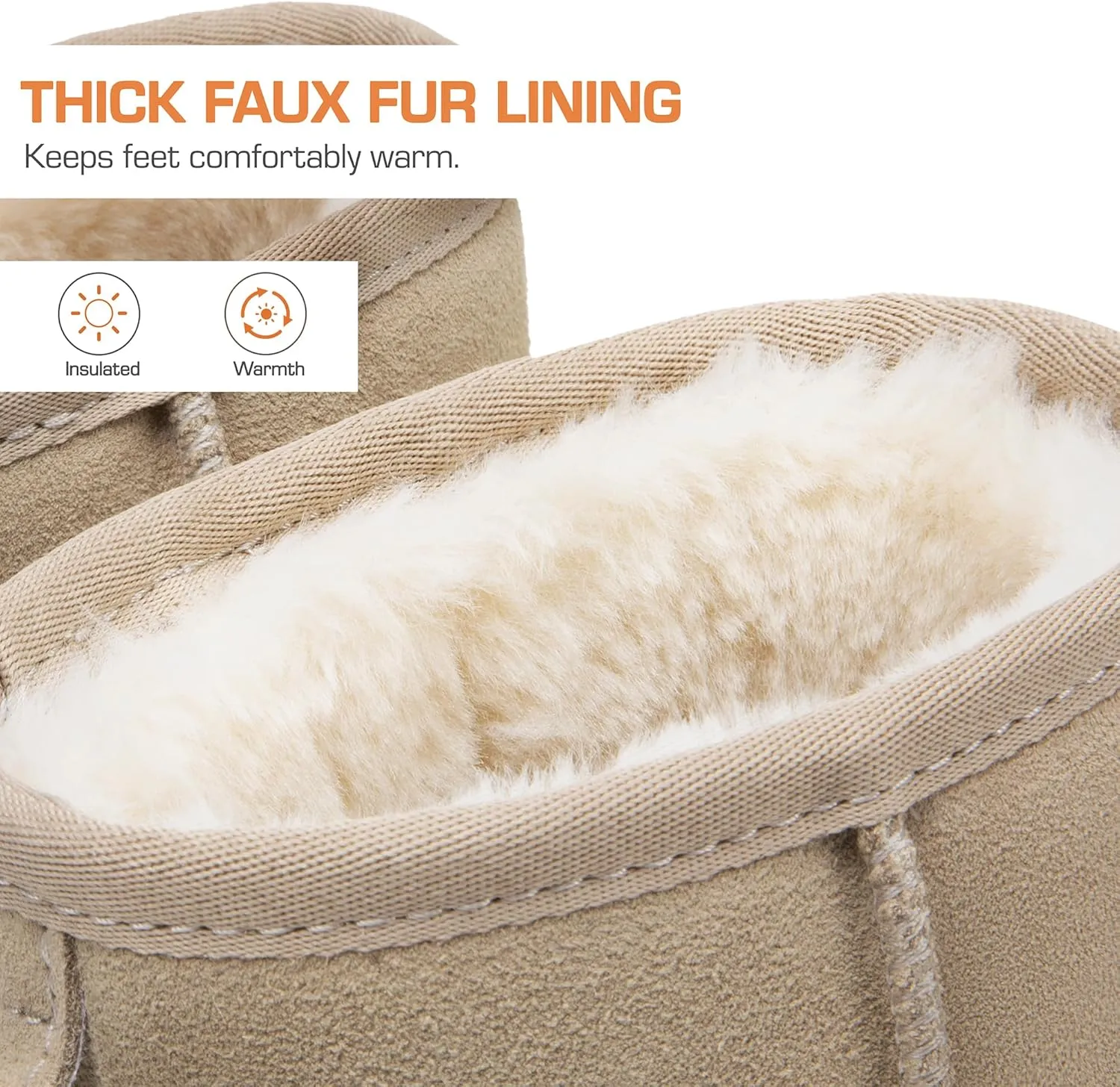 DREAM PAIRS Snow Boots for Women Genuine Suede Faux Fur Lining Water Resistant Anti-Slip Warm Winter Booties Slip On Memory Foam Comfort Ankle Boots FuzzyClassicⅡ Low Boots