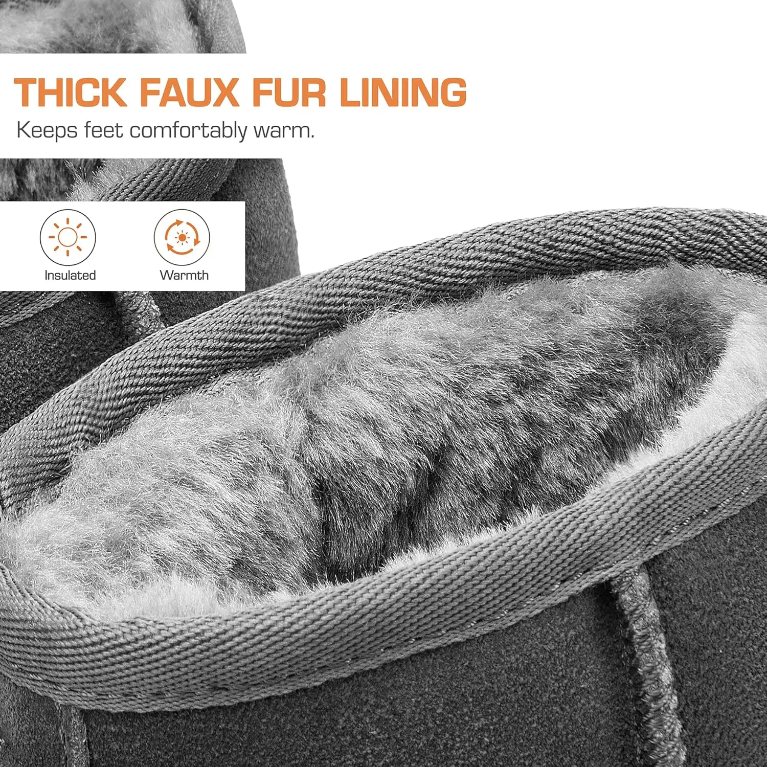 DREAM PAIRS Snow Boots for Women Genuine Suede Faux Fur Lining Water Resistant Anti-Slip Warm Winter Booties Slip On Memory Foam Comfort Ankle Boots FuzzyClassicⅡ Low Boots