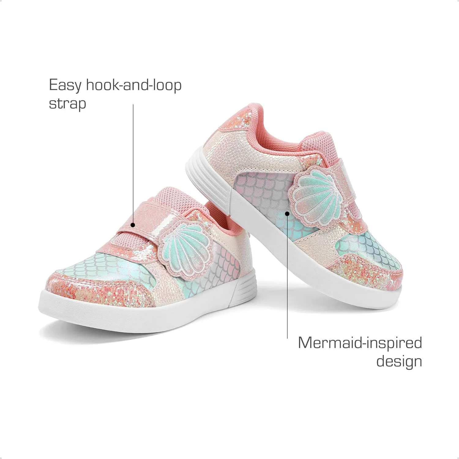 DREAM PAIRS Toddler Girls Sneakers Sparkly Shiny Lightweight Comfortable Hook and Loop Casual Walking Little Kids Shoes