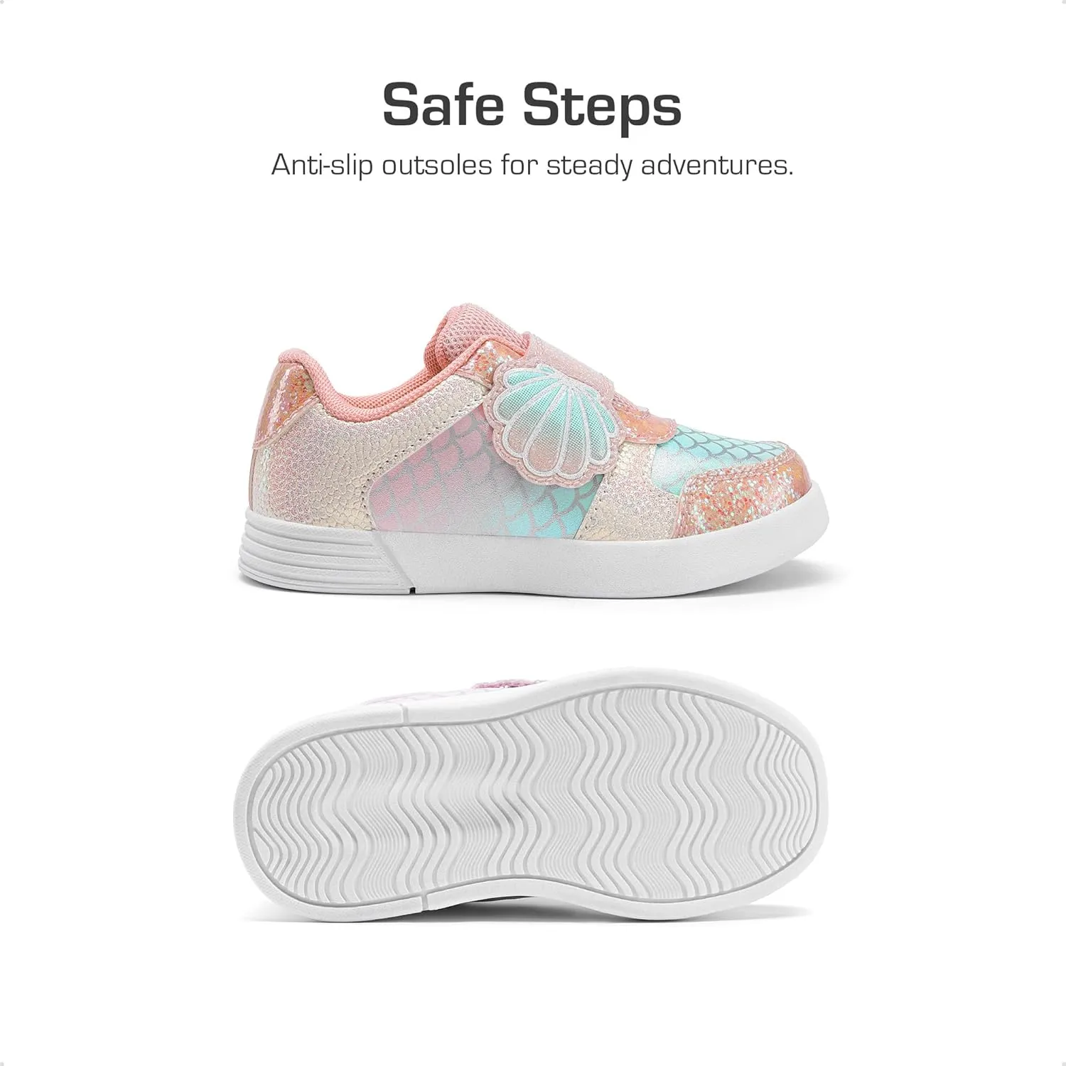 DREAM PAIRS Toddler Girls Sneakers Sparkly Shiny Lightweight Comfortable Hook and Loop Casual Walking Little Kids Shoes