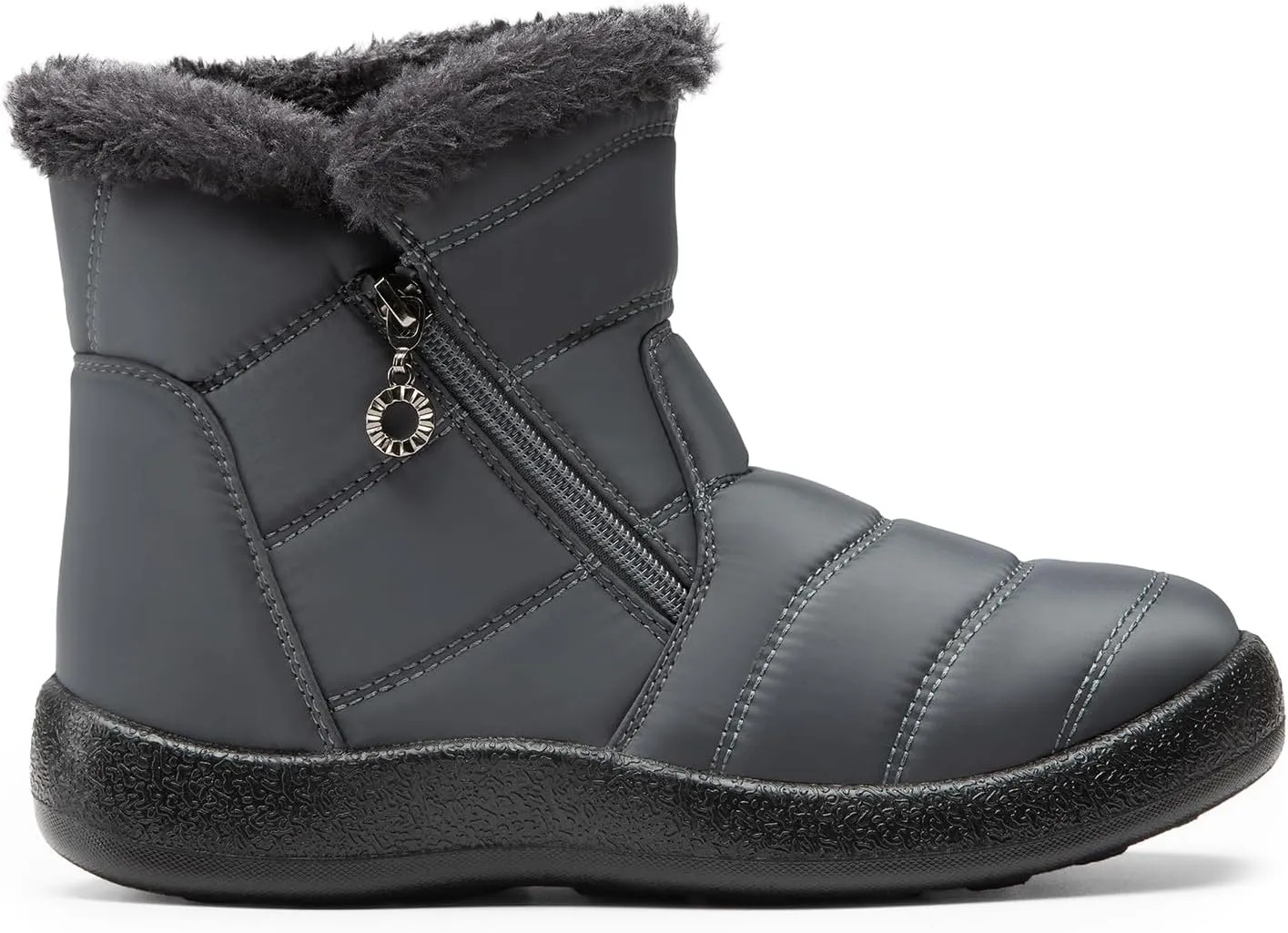 DREAM PAIRS Winter Boots for Women Warm Fur Lined with Zipper Flat Ankle Boots Comfortable Lightweight Outdoor Indoor Booties
