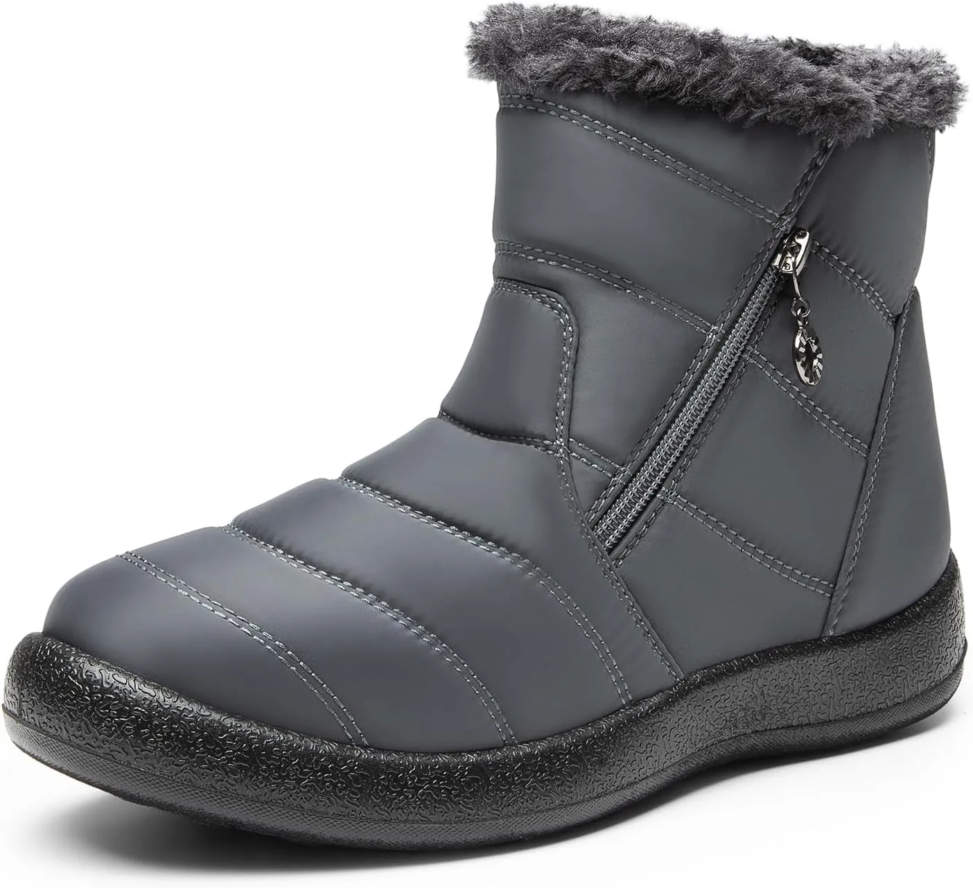 DREAM PAIRS Winter Boots for Women Warm Fur Lined with Zipper Flat Ankle Boots Comfortable Lightweight Outdoor Indoor Booties