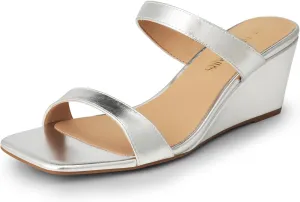 DREAM PAIRS Women Slides Wedge Sandals Square Open Toe Dress Casual Strappy Shoes
