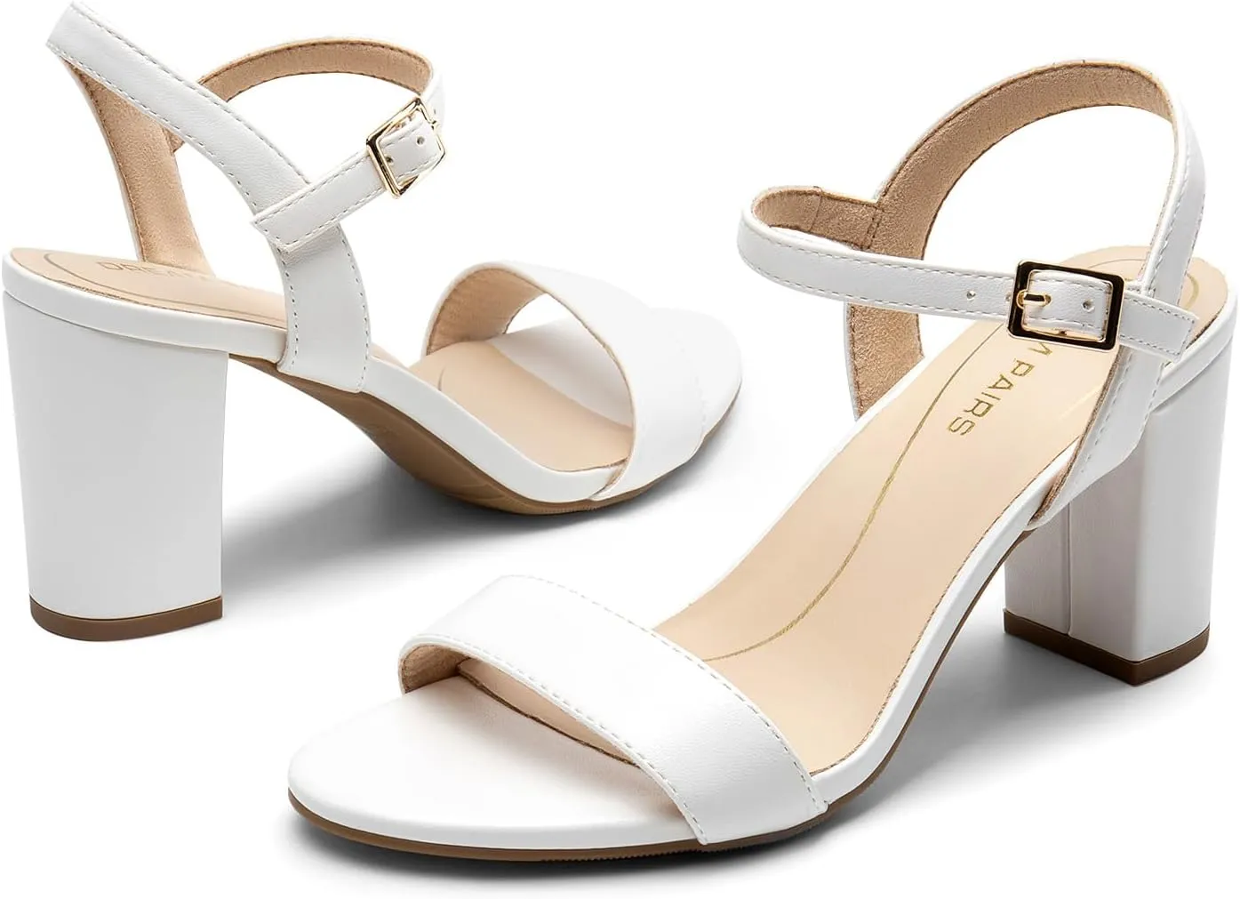 DREAM PAIRS Women's Chunky Heels Block Round Open Toe Ankle Strap Heel Fashion Wedding Party Comfort Dress Sandals Shoes