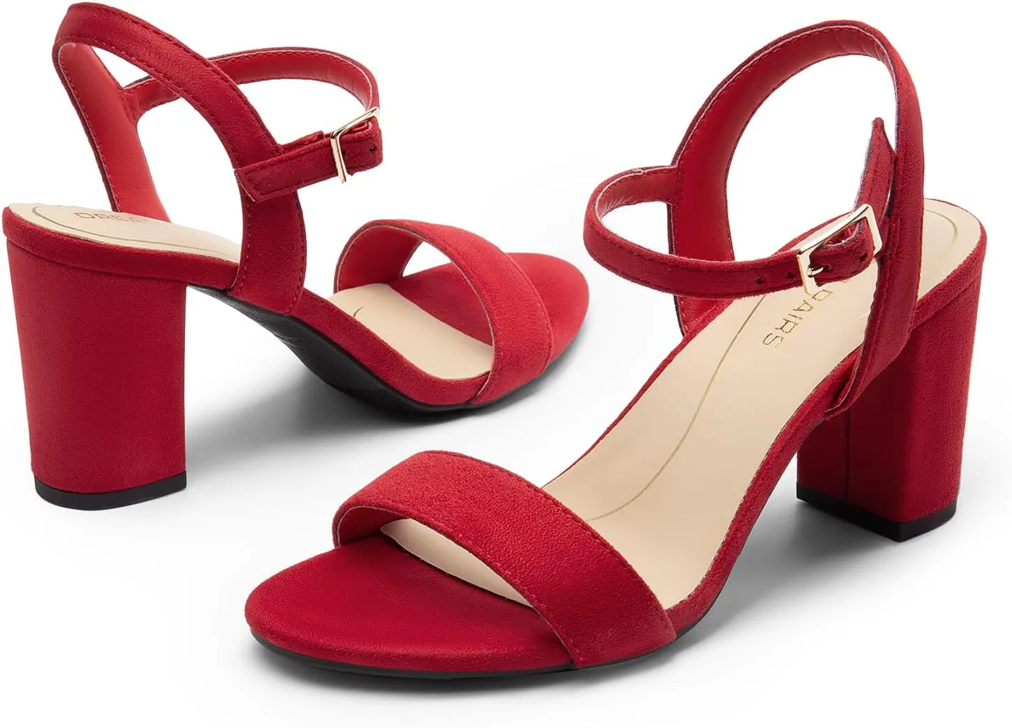 DREAM PAIRS Women's Chunky Heels Block Round Open Toe Ankle Strap Heel Fashion Wedding Party Comfort Dress Sandals Shoes