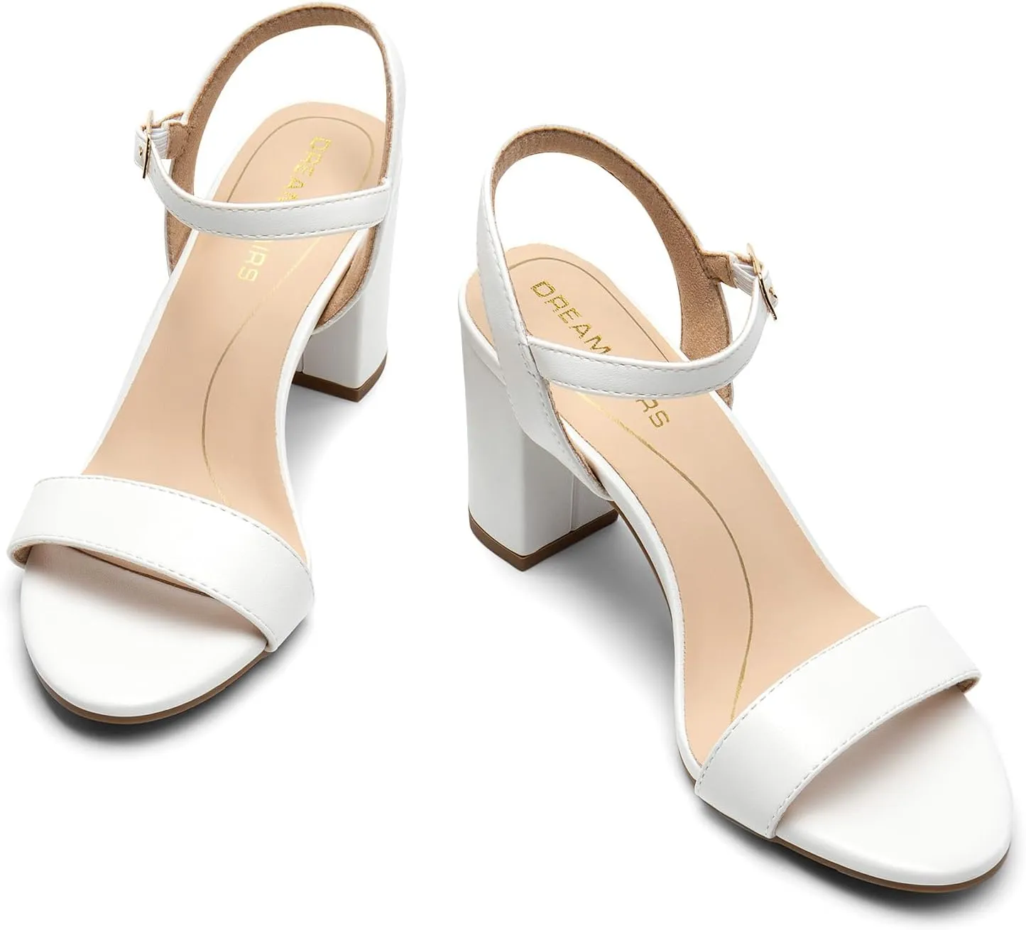 DREAM PAIRS Women's Chunky Heels Block Round Open Toe Ankle Strap Heel Fashion Wedding Party Comfort Dress Sandals Shoes